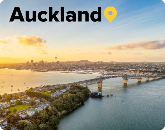 Auckland Skyline with Harbour Bridge and Skytower, Auckland New Zealand 
